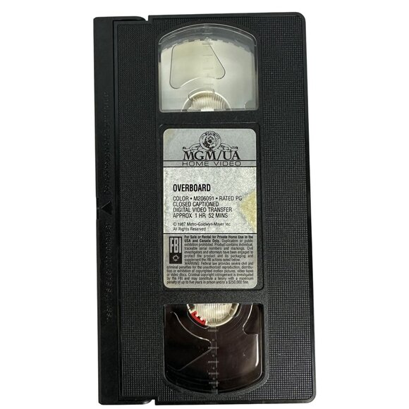 Overboard VHS 1987 MGM Movie Time Goldie Hawn Kurt Russell Romantic Comedy PG - Picture 3 of 8